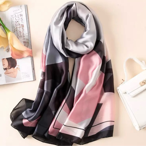 Lightweight Silky Satin Large Shawl Scarf - Picture 1 of 2